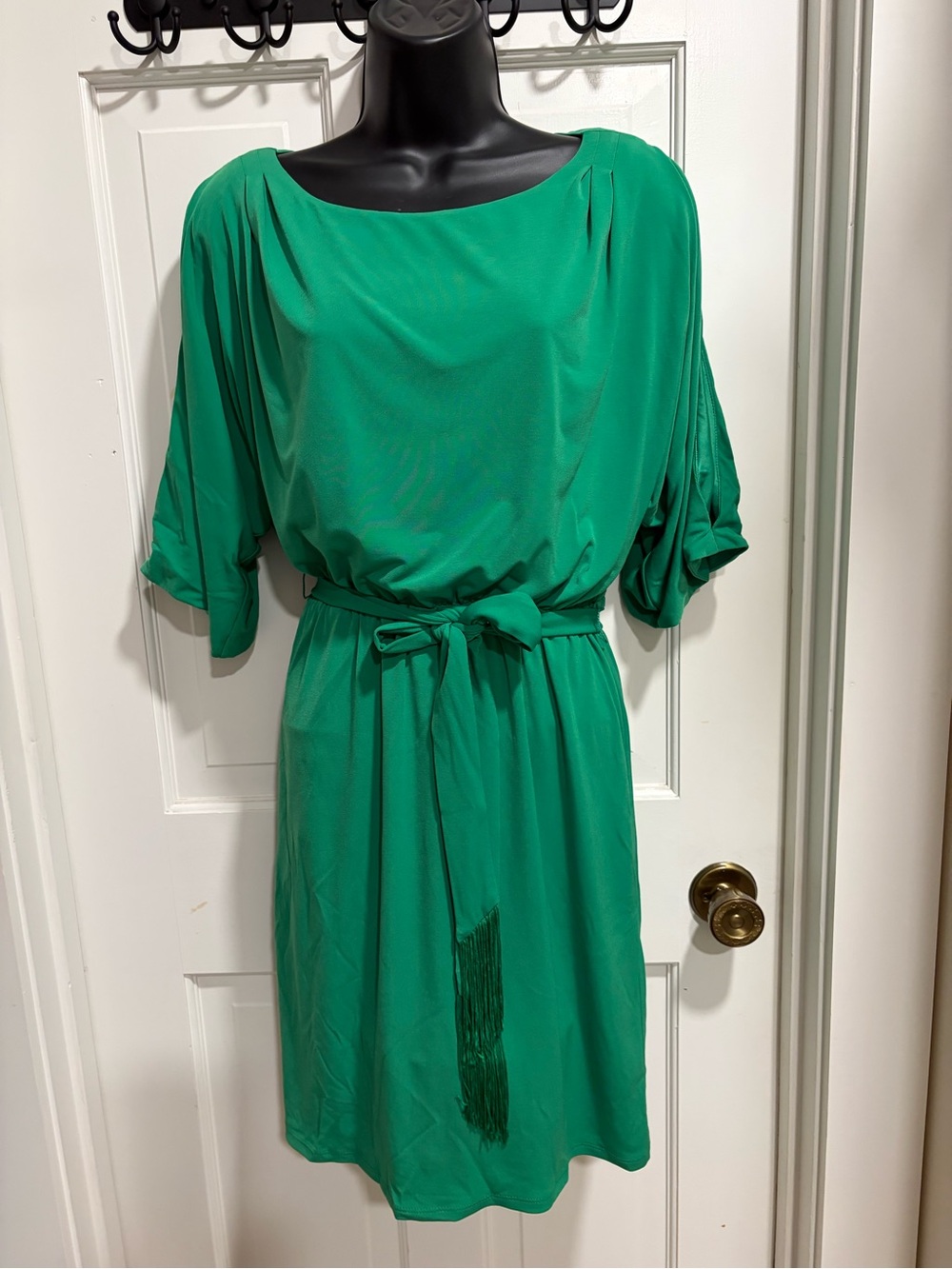 Women’s Green Belted Boatneck Dress